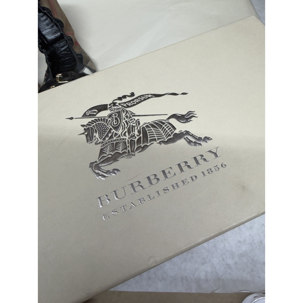 Burberry Falcony House Check Ballerina Flats Black Leather EU 39 UK 6 w/ Box - Picture 5 of 12